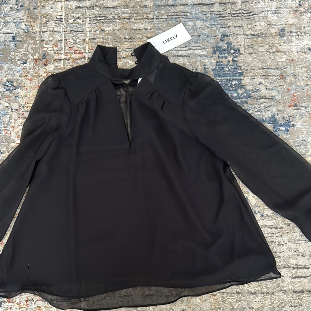 NWT Likely Black Sheer Blouse
